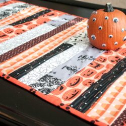 Cute "quilt as you go" Halloween table runner tutorial on polkadotchair.com