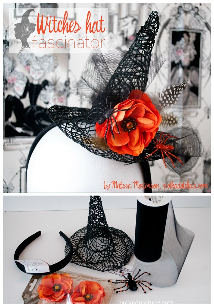 How to make a Fascinator for Halloween using a Witch hat. A cute accessory for a Halloween costume or party. 