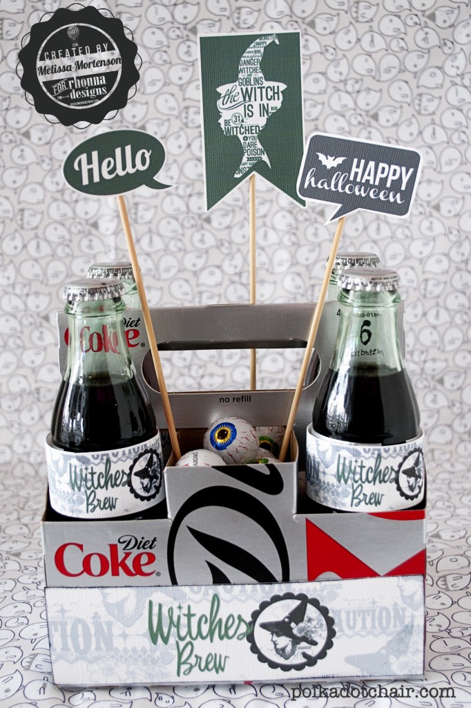 A free printable for a cute Halloween Gift Idea- Turn your favorite soda bottle into Witches Brew with this simple Halloween craft!