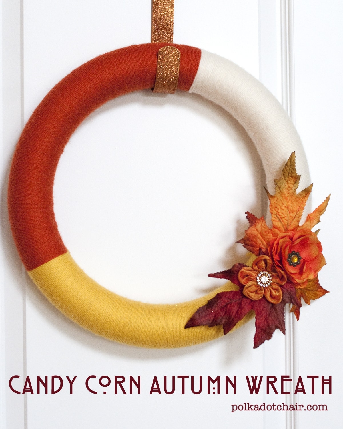 Candy Corn Autumn Yarn Wreath