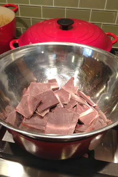 Milk chocolate in double boiler