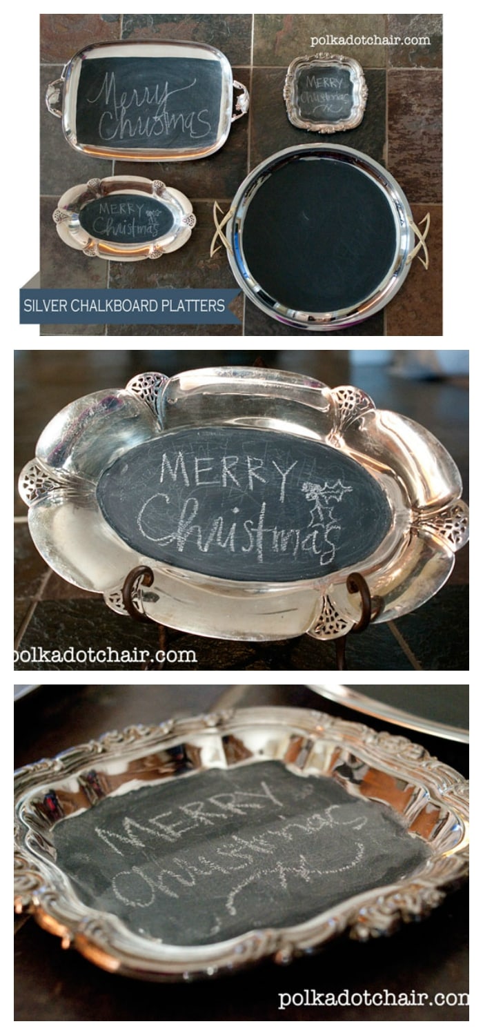 Upcycle old, worn or ruined silver platters in to chalkboards