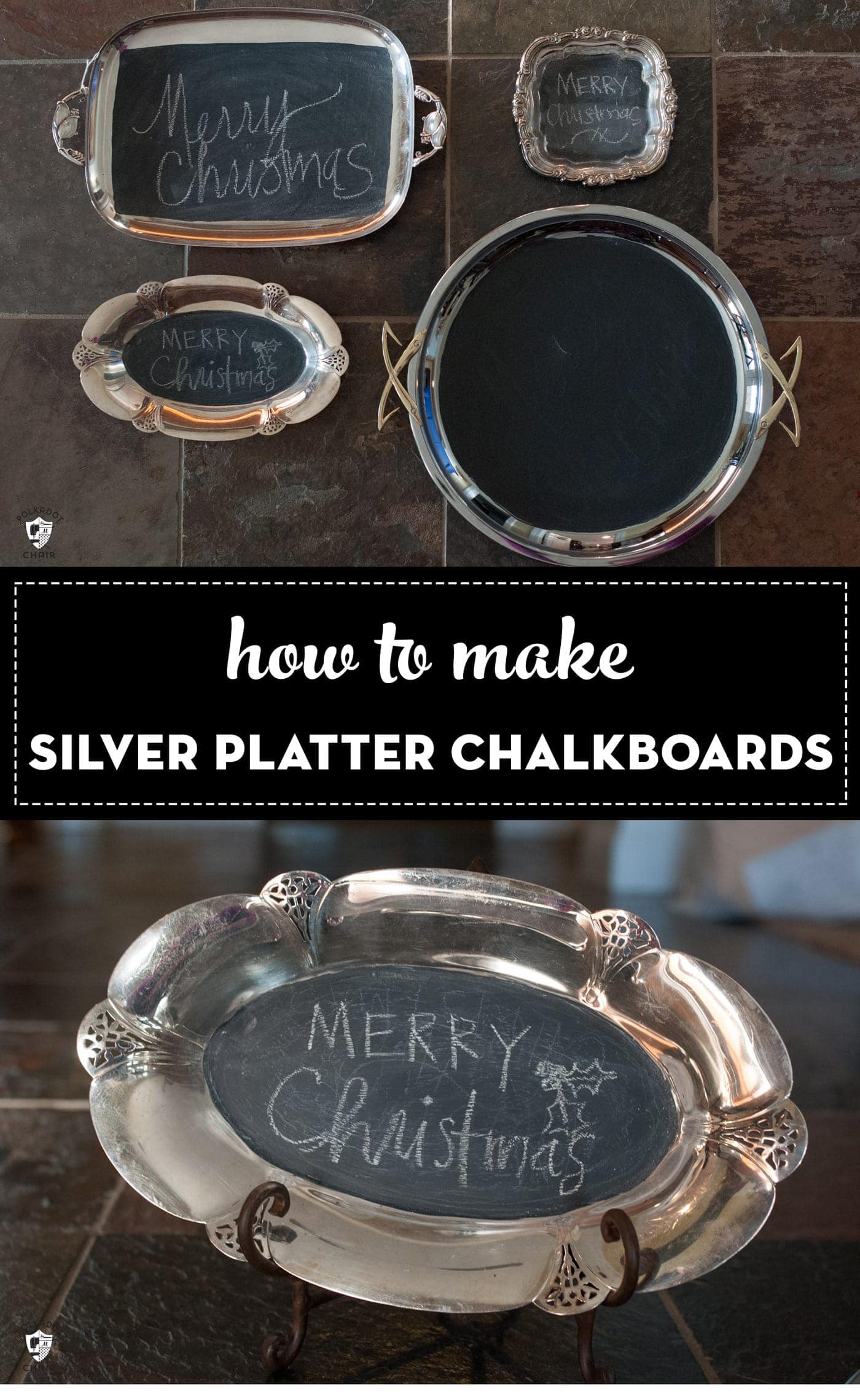 Silver platter chalkboard