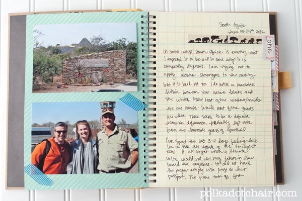 Ideas for using a Smash book to keep a travel journal and scrapbook of your vacation. Lots of fun page ideas!