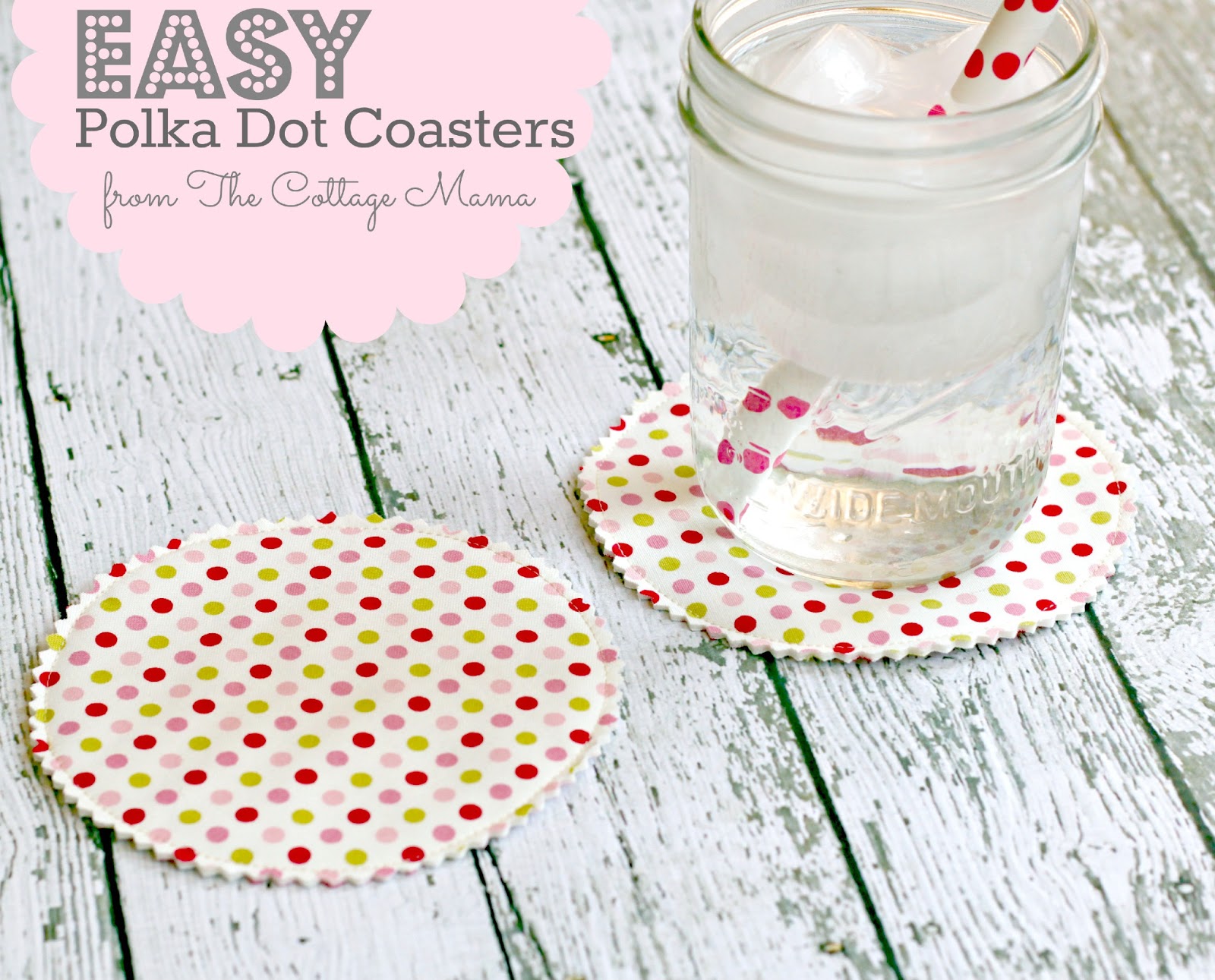 Polka Dot Coasters by the Cottage Mama