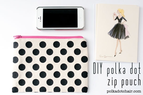 DIY Polka Dot Zip Pouch on the Polka Dot Chair