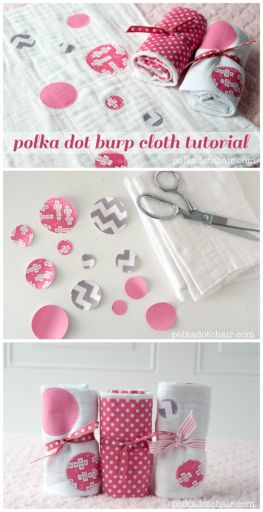DIY Polka Dot Burp Cloths