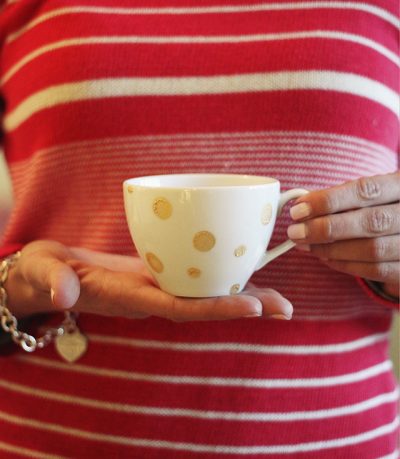 DIY Gold Polka Dot teacup