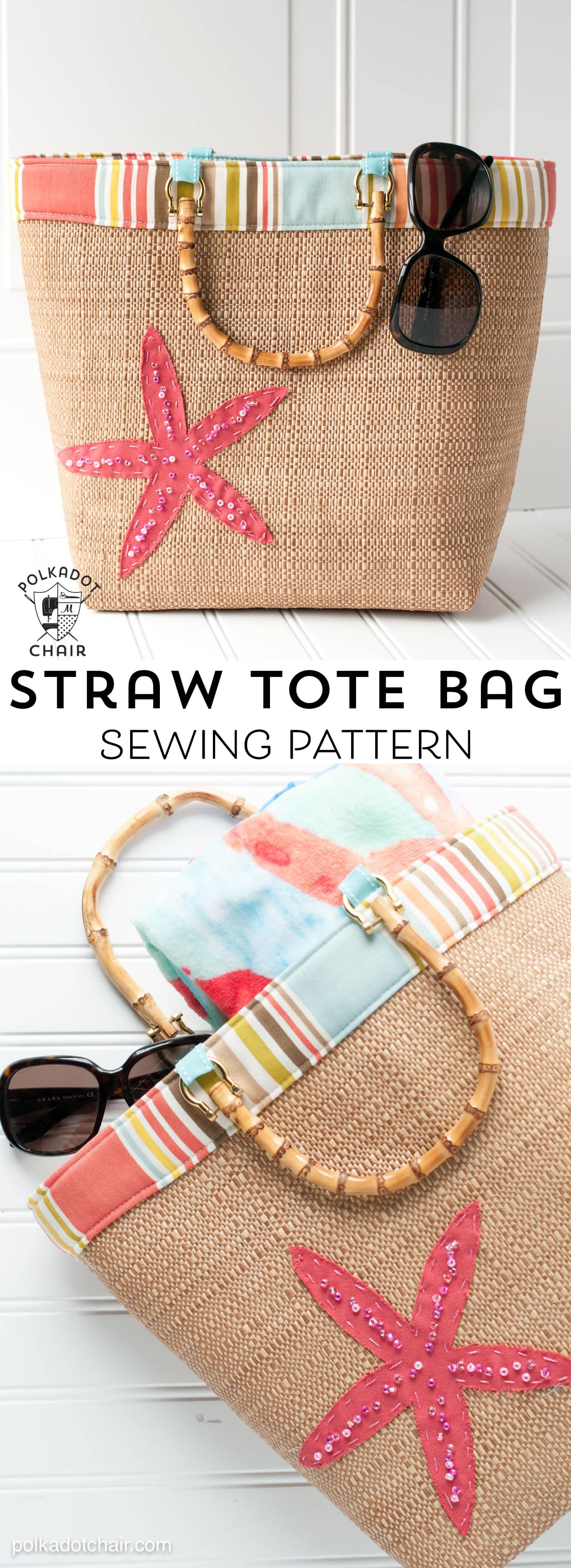 Free Sewing Pattern for a Straw Tote Bag - cute summer bag pattern! 