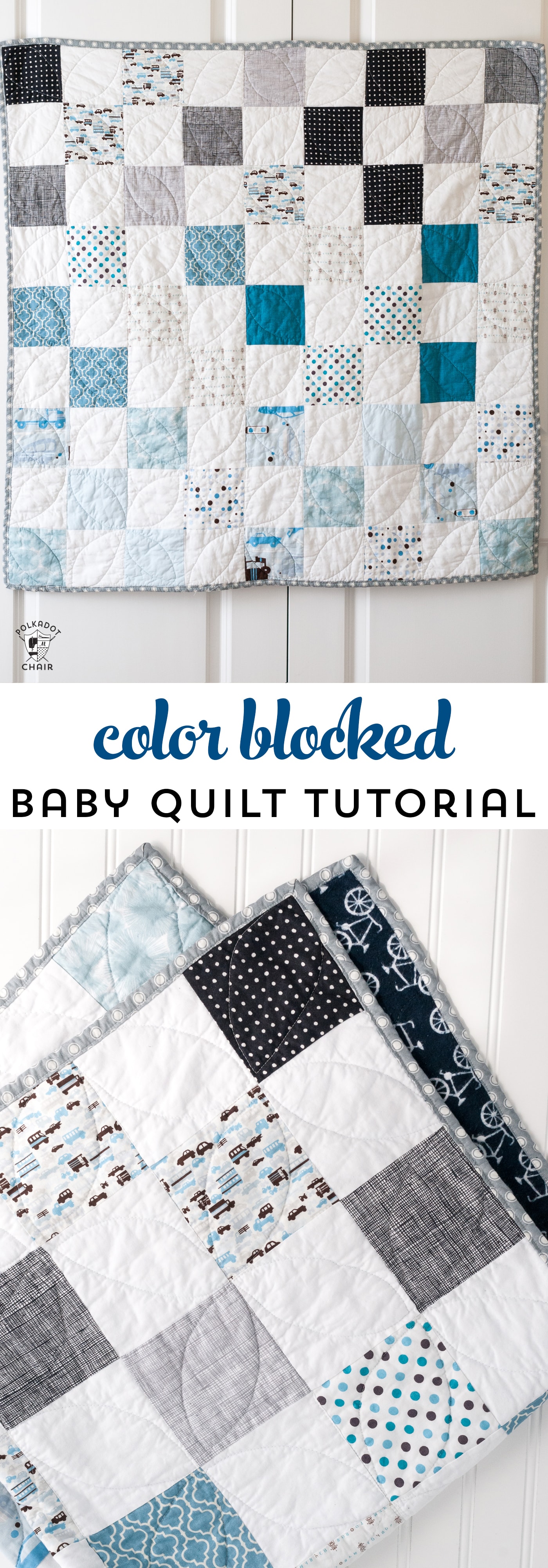 Use this patchwork baby quilt tutorial to make a cute quilt for a baby boy. Great quilt pattern for beginning quilter #babyquilt #babyquiltpattern #babyquilttutorial #patchworkquilttutorial