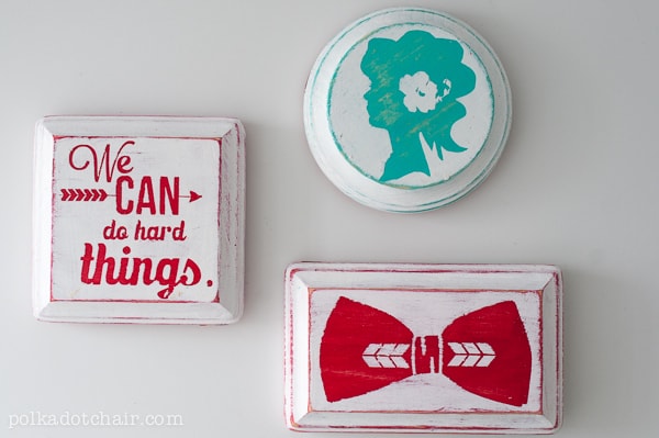 DIY Stenciled Painted Wood Magnets; a Cricut Project
