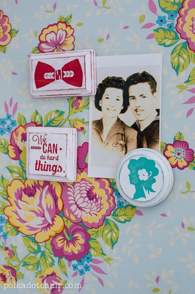 DIY Stenciled Painted Wood Magnets; a Cricut Project