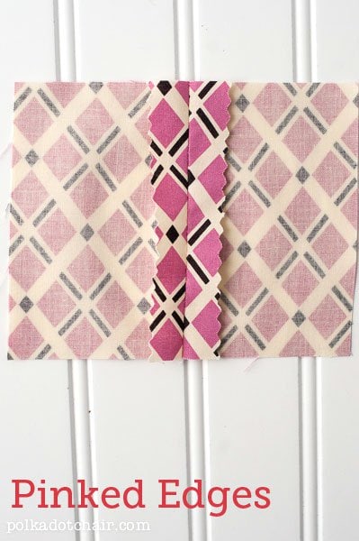 How to finish seams (even if you don't have a serger)... option #1: pinked seams... click for the rest of the options
