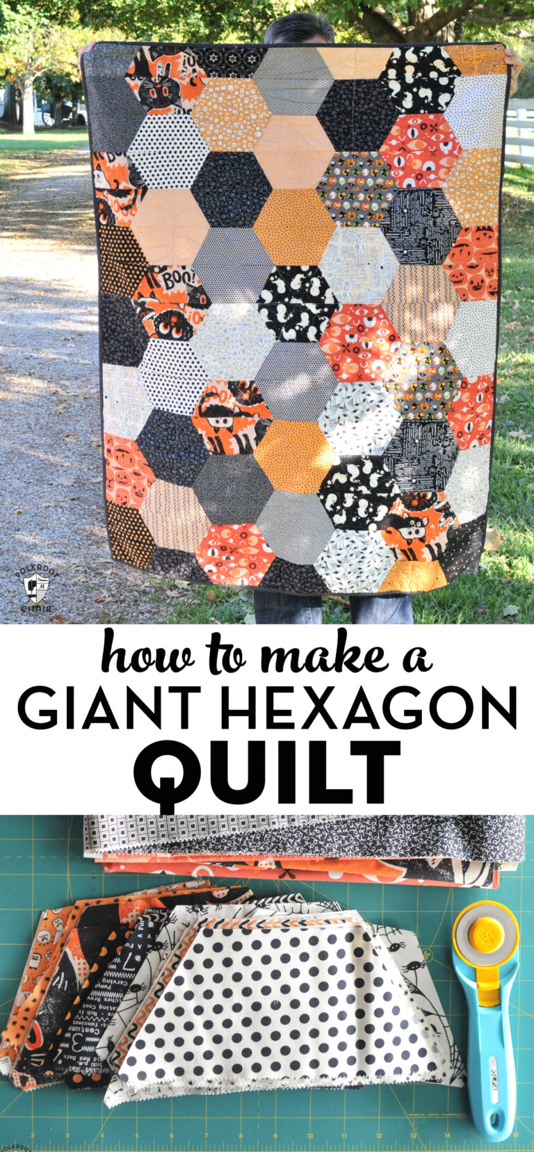 Large Hexagon Quilt Pattern and Tutorial | Polka Dot Chair