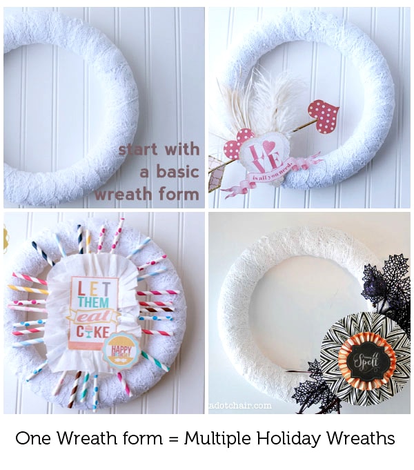 DIY Halloween Wreath Tutorial- the wreath is interchangeable, just switch out the decorations based on the seasons