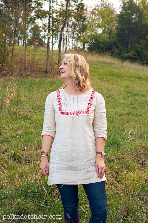 70’s Inspired Embroidered Linen Tunic