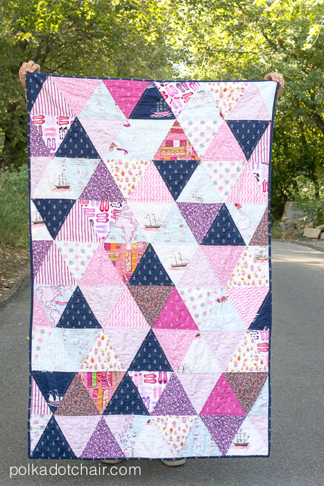 "Simple Triangle" is a Free Lap Quilt Pattern designed by Melissa from the Polkadot Chair!