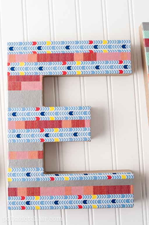 DIY Washi Tape Letter Craft, create Sewing Room Decor