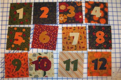 Fabric numbers on white table