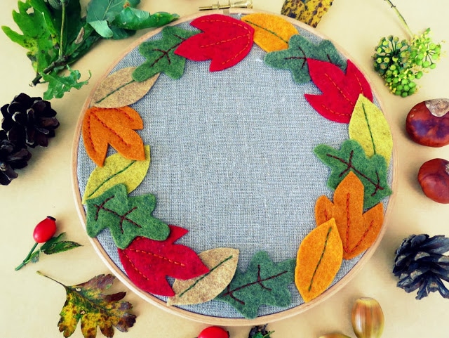 Autumn Leaf Hoop Art