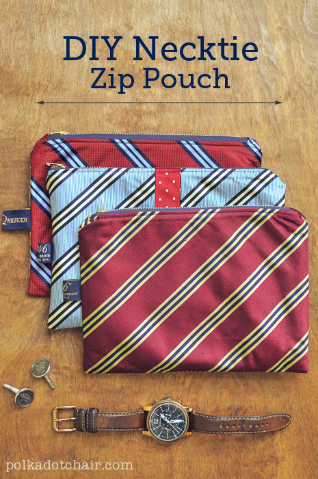 DIY Necktie Zip Pouch Sewing Tutorial & Pattern -great gift idea! Something to make for men for Christmas or Father's Day.