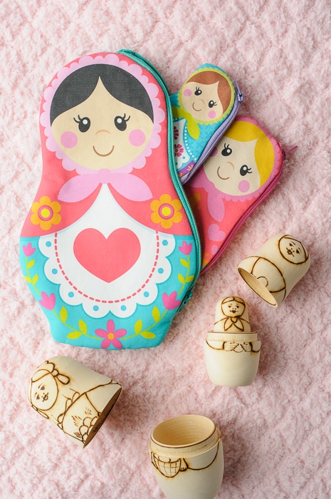 Nesting Matryoshka Dolls Zip Pouch Sewing Pattern