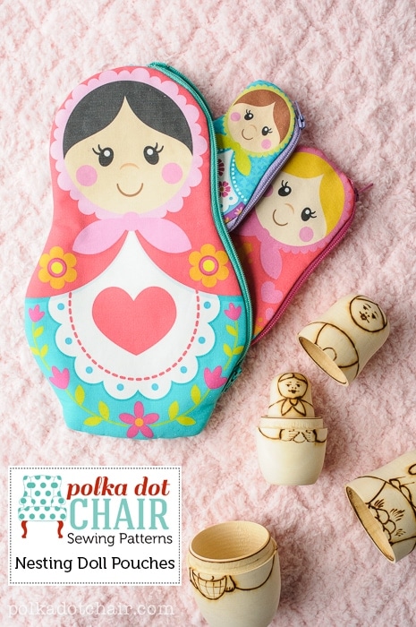 Nesting Dolls Zip Pouch Pattern, includes printable Matryoshka Dolls