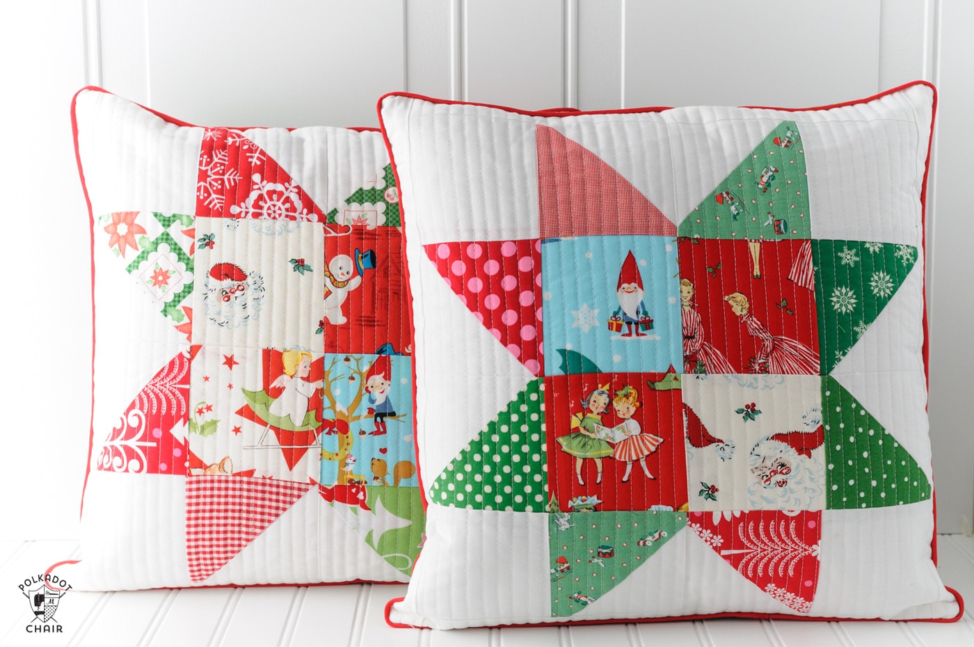 Christmas Fabric. Christmas Quilting Squares. Christmas Pillow