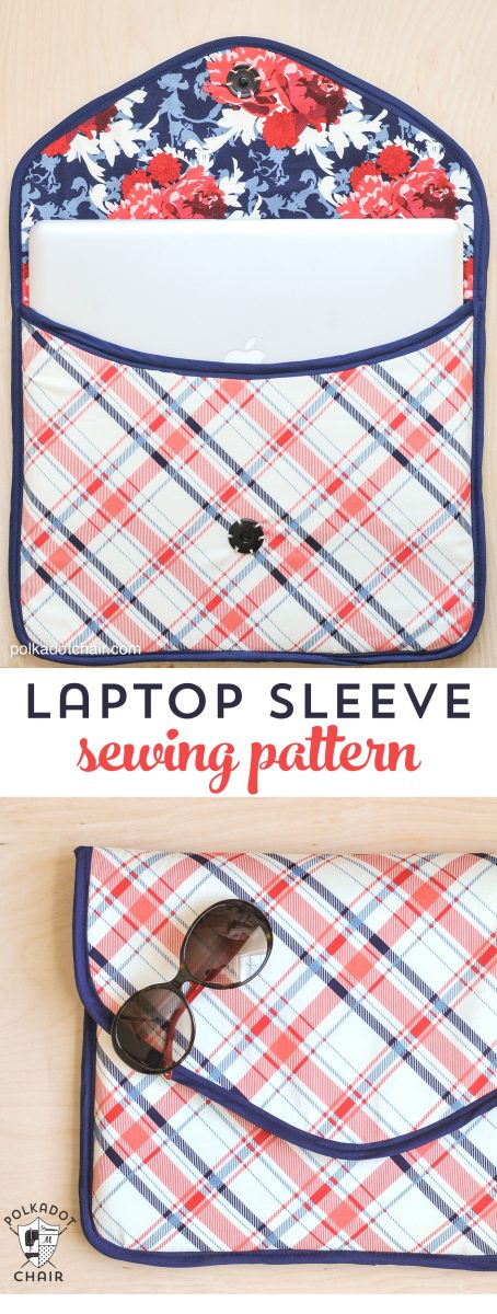 Free Padded Laptop Sleeve Clutch Sewing Pattern on polkadotchair.com 