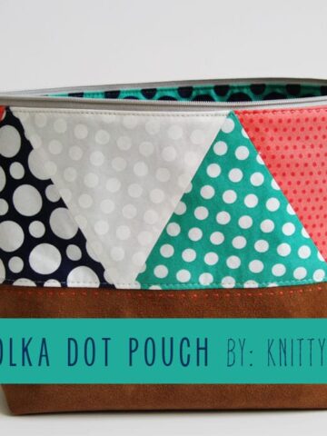 Polka Dot & Leather Zip Pouch by Knitty Bitties