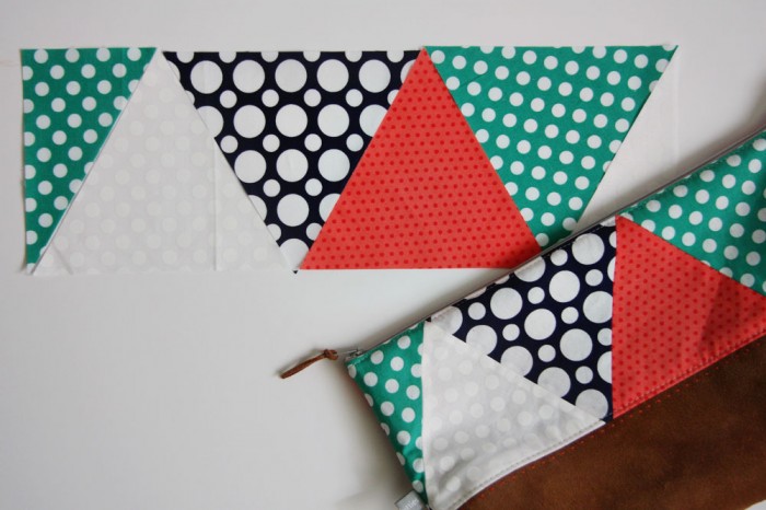 Polka Dot & Leather Zip Pouch by Knitty Bitties