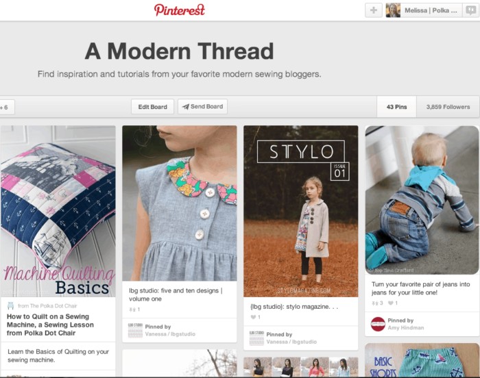 A Modern Thread, a Pinterest Board just for Sewing Projects!