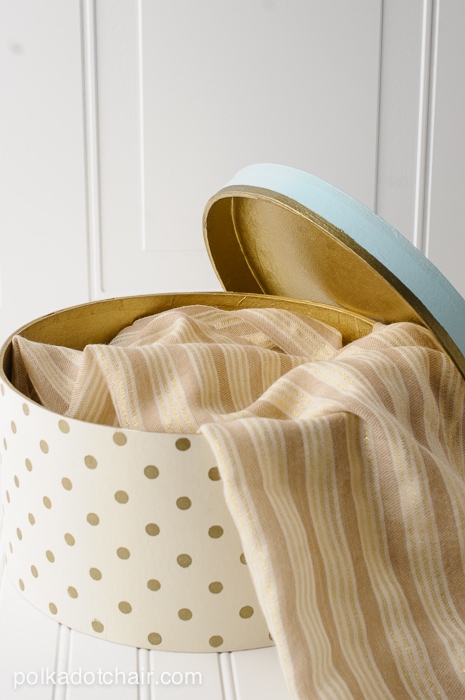 DIY Gold Polka Dot Hat Boxes on polkadotchair.com