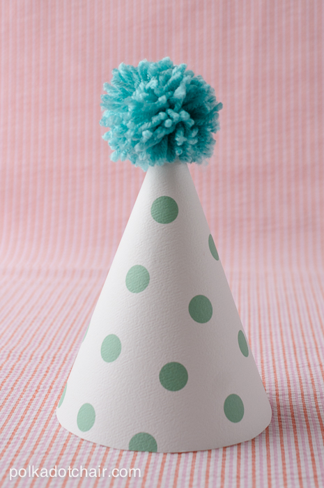 DIY Printable Pom Pom Polka Dot Party Hats