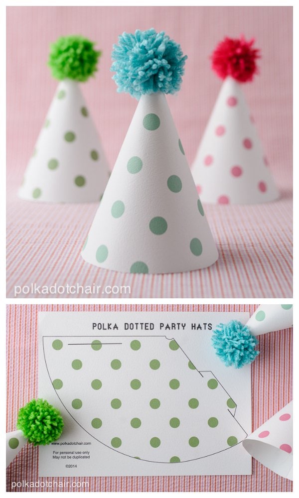 Polka Dot Party Hats Printable