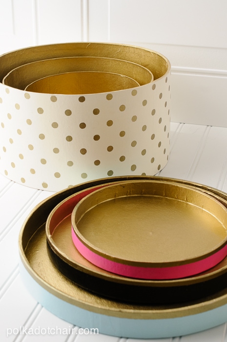 DIY Gold Polka Dot Hat Boxes on polkadotchair.com