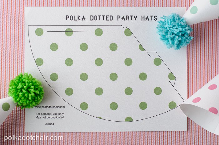 DIY Printable Pom Pom Polka Dot Party Hats