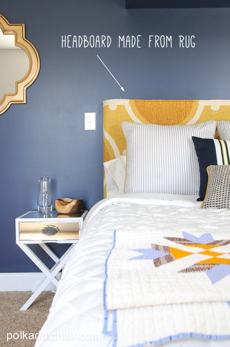 Navy + Gold Guest Bedroom Decorating Ideas on polkadotchair.com