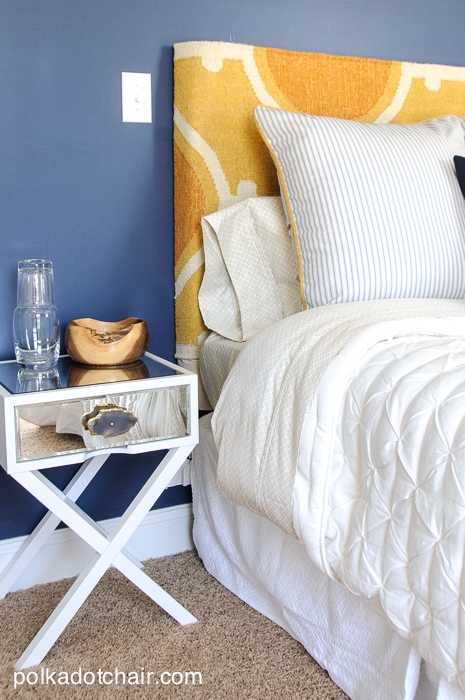 Navy + Gold Guest Bedroom Decorating Ideas on polkadotchair.com