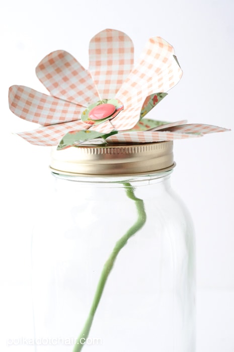 Paper Flower Mason Jar Craft Idea on polkadotchair.com