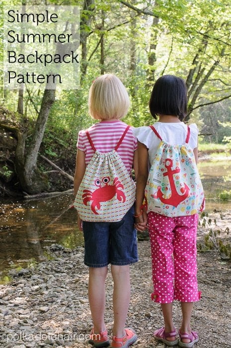 Simple Summer Backpack Sewing Pattern by Melissa Mortenson of polkadotchair.com