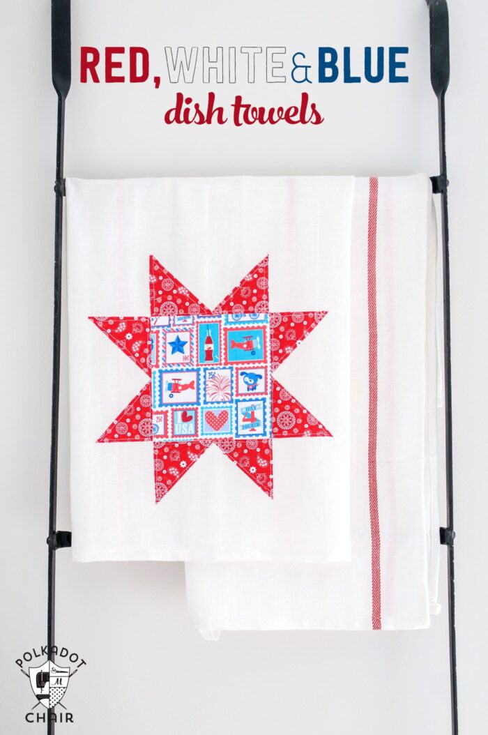 Red White and Blue Dish towels - would be cute to make for the 4th of July!