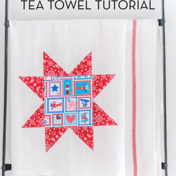 red white and blue star tea towel