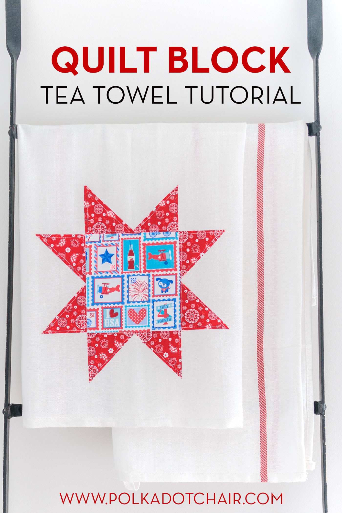 red white and blue star tea towel