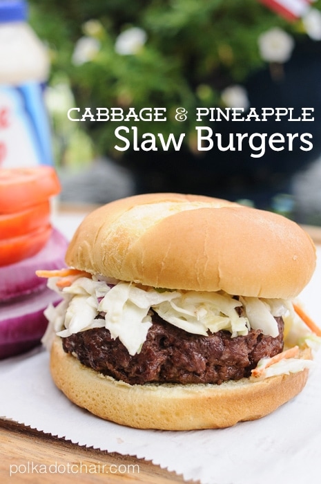 Cabbage and Pineapple Slaw Burger Recipe on polkadotchair.com