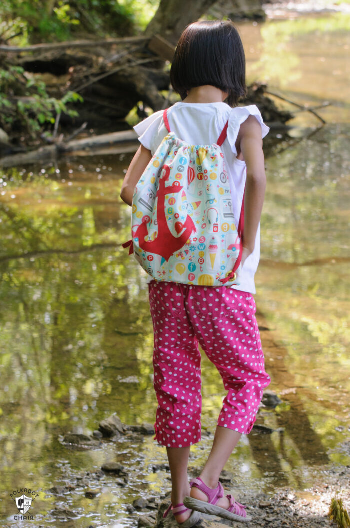 Kids summer drawstring backpack pattern