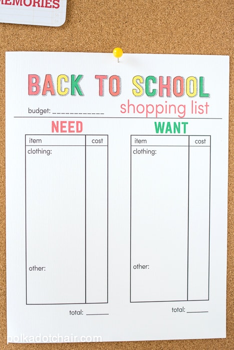 Back to School Shopping Tips and Free Printable Shopping List on polkadotchair.com