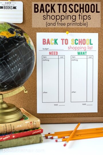Back to School Shopping Tips and Printable Shopping List