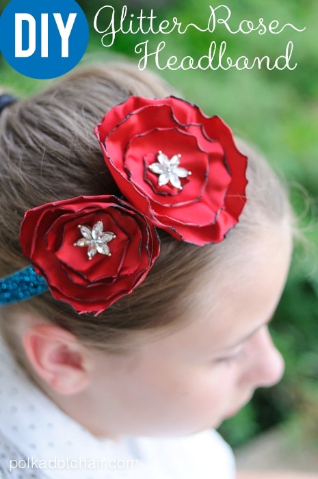 DIY Glitter Rose Headband on polkadotchair.com
