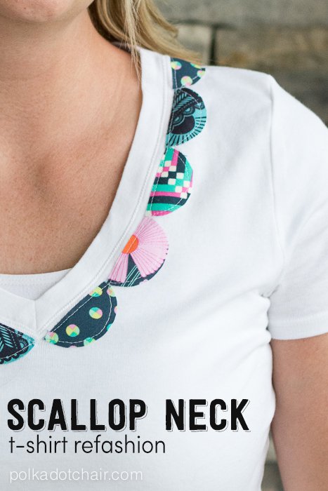 Scallop Neck T-Shirt Refashion Tutorial on polkadotchair.com